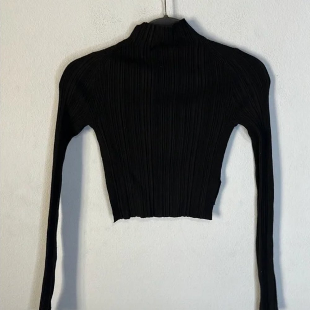 SOLD NWT All Saints Mock Neck Karla Leo Cropped Sweater | Black | XS - Picture 8 of 8